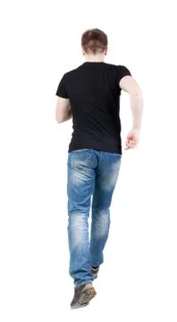 Back view of running man. Walking guy in motion Stock-Fotos