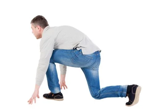 Back view of running man. walking guy in motion. Rear view peopl Stock Photos