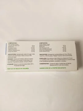 Back view of Samalin Tablets box on white background. Stock Photos