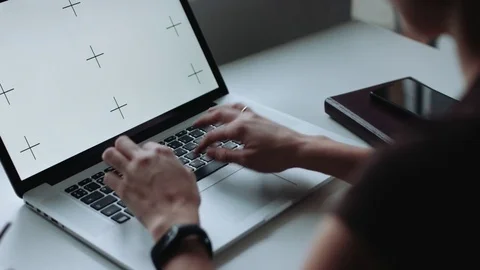 Back view of scientist working on laptop Video stock 70152737