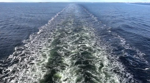 Back view of the sea washing from a cruise ship Stock Footage