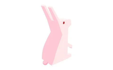 Back view of a seated rabbit, simple isometric illustration. 스톡 일러스트