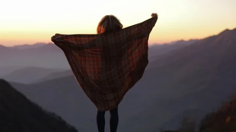 Back view of silhouette young attractive girl woman effectively drops the Stock Footage 129775689