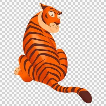 Back view of sitting tiger looking back over shoulder png. Ilustração Stock