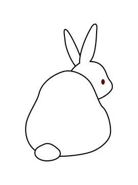 Back view of sitting white rabbit. Stock Illustration