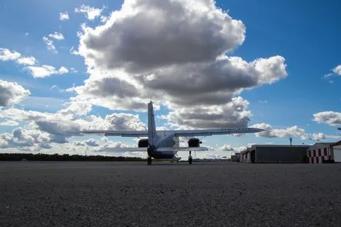 Back view of a skydiving plane getting ready for takeoff Stock Photos
