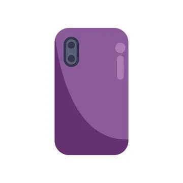 Back view of smartphone with double camera showing purple case design Stock Illustration