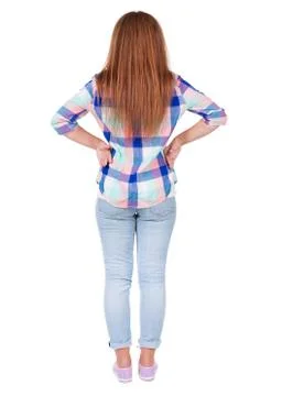 Back view of standing beautiful red head woman Stock Photos