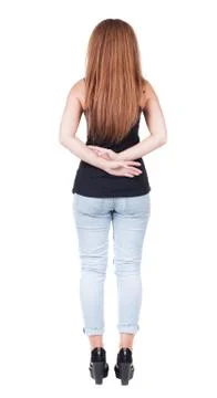 Back view of standing beautiful red head woman Stock Photos