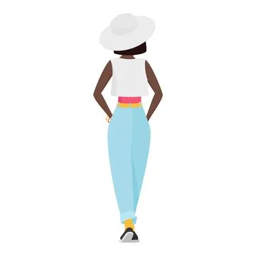 Back view of standing hipster black girl Illustrazione stock