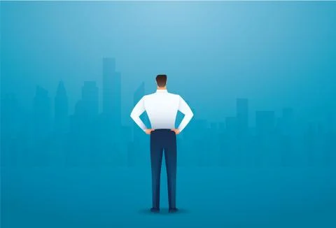Back view of standing man in a formal clothes vector illustration Stock Illustration