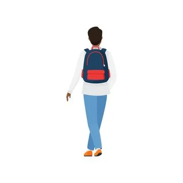 Back view of standing student character Stock Illustration