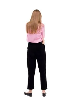 Back view of standing young beautiful  woman Stock Photos