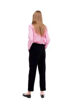 Back view of standing young beautiful  woman Stock Photos