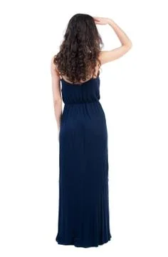 Back view of standing young beautiful  woman Stock Photos