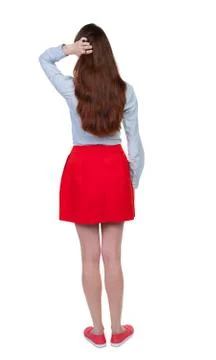 Back view of standing young beautiful  woman Stock-Fotos