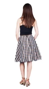 Back view of standing young beautiful  woman Stock Photos