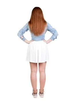 Back view of standing young beautiful  woman Stock-Fotos