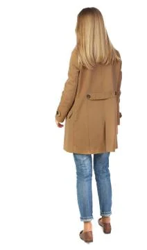 Back view of standing young beautiful  woman Stock Photos