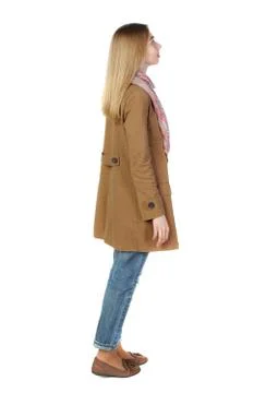 Back view of standing young beautiful  woman 스톡 사진