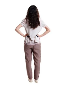 Back view of standing young beautiful  woman Stock-Fotos