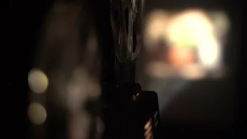 Back view of super 8 camera film projector ray, cinematography light Stock Footage 146868911