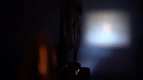 Back view of super 8 camera film projector ray, cinematography light Stock Footage 146868922