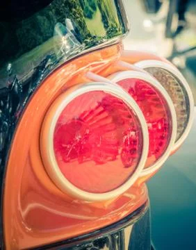 Back view tail light of a customized motorcycle Foto stock