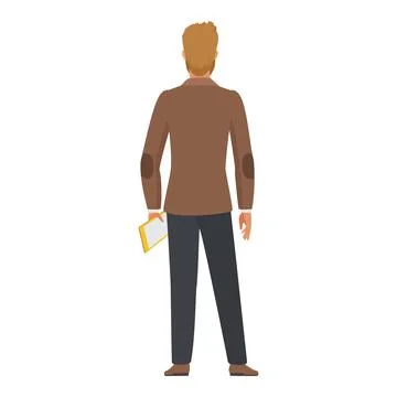 Back view of teacher, professor or manager standing with clipboard in hand Stock Illustration