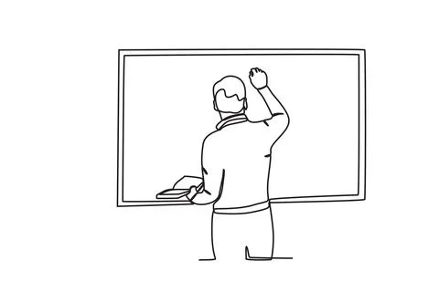 Back view of a teacher teaching in a classroom Stock Illustration