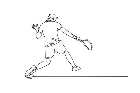 Back view tennis player get ready to receive the ball from opponent Stock Illustration