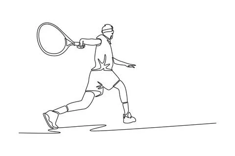 Back view of tennis player get ready to receive the ball from opponent Stock Illustration