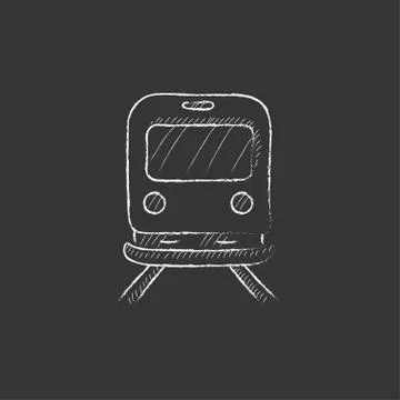 Back view of train. Drawn in chalk icon Illustrazione stock