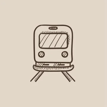 Back view of train sketch icon Stock Illustration