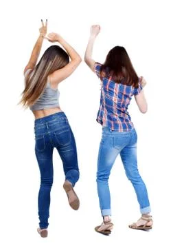 Back view of two dancing young women Stock Photos