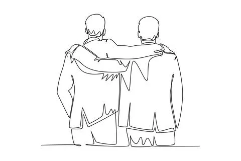 Back view of two male workers hugging each other Stock Illustration