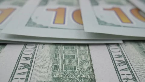 Back view US money banknotes of new 100 dollars. Rich business economy of usa. Stock Footage 247040011