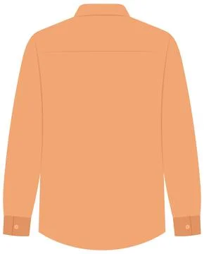 Back View Vector Illustration of Men's Long Sleeve Peach Dress Shirt Stock Illustration