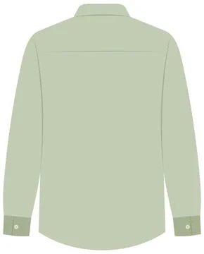 Back View Vector Template of Men's Long Sleeve Sage Green Dress Shirt Stock-Illustration