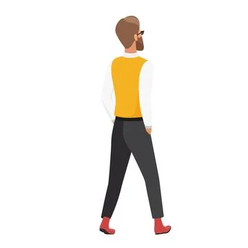 Back view of walking hipster man Stock Illustration