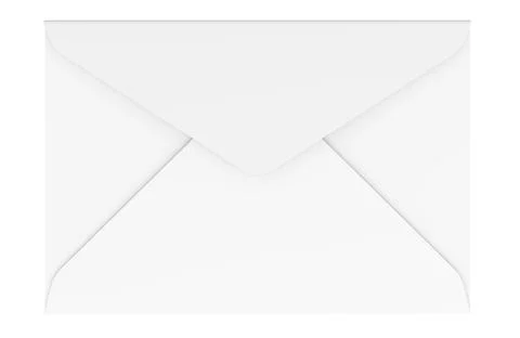 Back View of White Envelope, 3D Rendering Stock Illustration