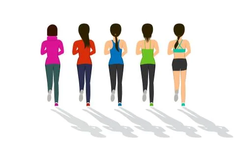 Back view of woman runner in flat vector design Stock Illustration