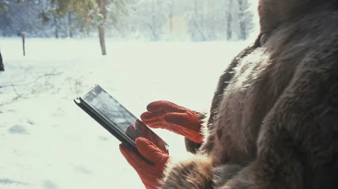 Back view of woman using electronic tablet Stock Footage 60746320