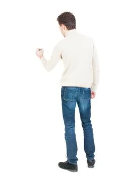 Back view of writing man Stock Photos