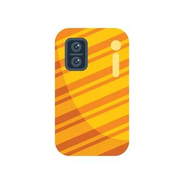 Back view of yellow striped smartphone with camera lens showing Illustrazione stock
