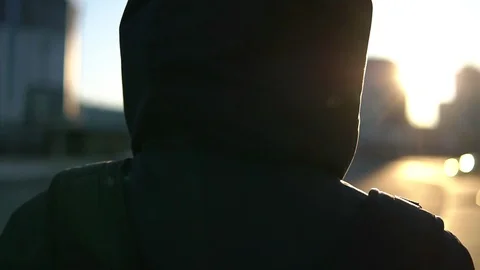 Back view of young men walking in the city in winter Stock Footage 93331424
