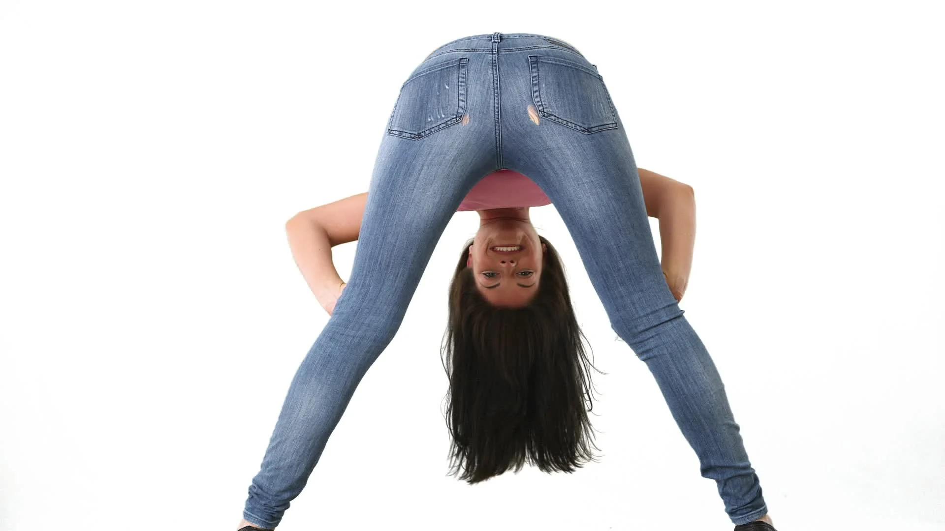 Tight jeans bent over