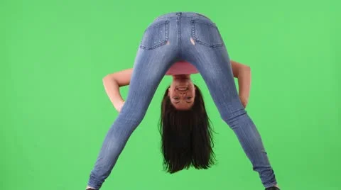 Back view of young woman in tight jeans , Stock Video