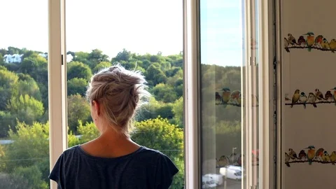 Back view of young woman using smartphone for call, laughing and enjoying beauti 스톡 동영상 117104835