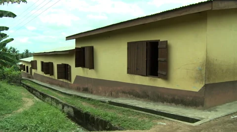 BACK WALL OF SCHOOL IN ADEISO Stock Footage 57981669